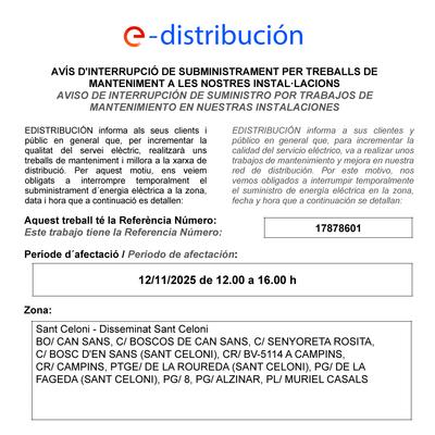 Talls subministrament elèctric