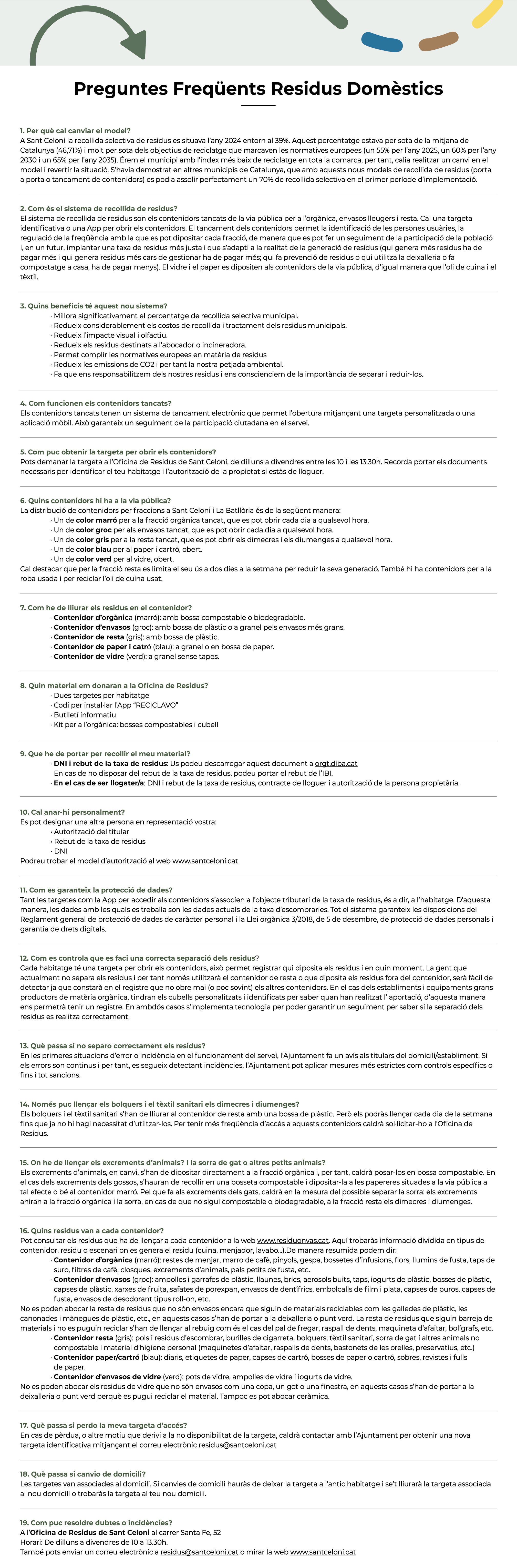 FAQS Dom&egrave;stics nou horari