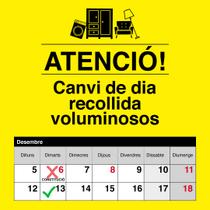 Recollida Voluminosos Canvi Dia Desembre