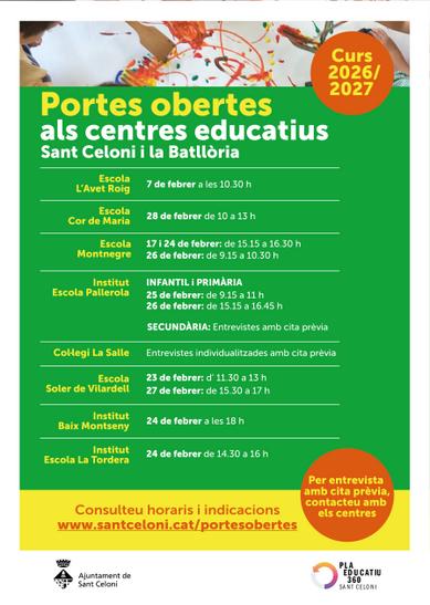 Portes Obertes Centres educatius